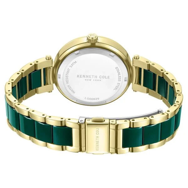 Kenneth Cole Quartz Analog Green Dial Green Stainless Steel & Ceramic Strap Watch For Women kcwlg0062903ld