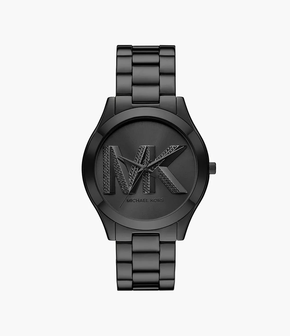 Michael Kors Slim Runway Three-Hand Black Stainless Steel Watch MK4734