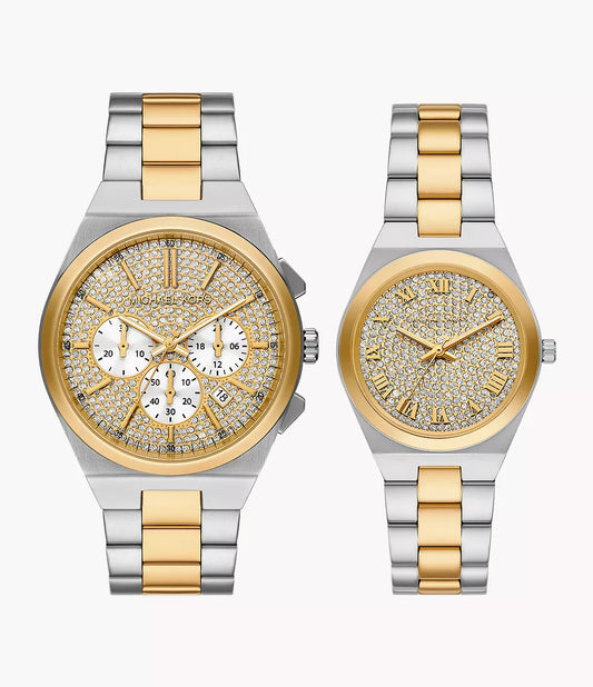 Michael Kors Lennox Three-Hand Two-Tone Stainless Steel Watch Gift Set MK7503SET