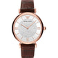 Two-Hand Burgundy Leather Watch AR11269