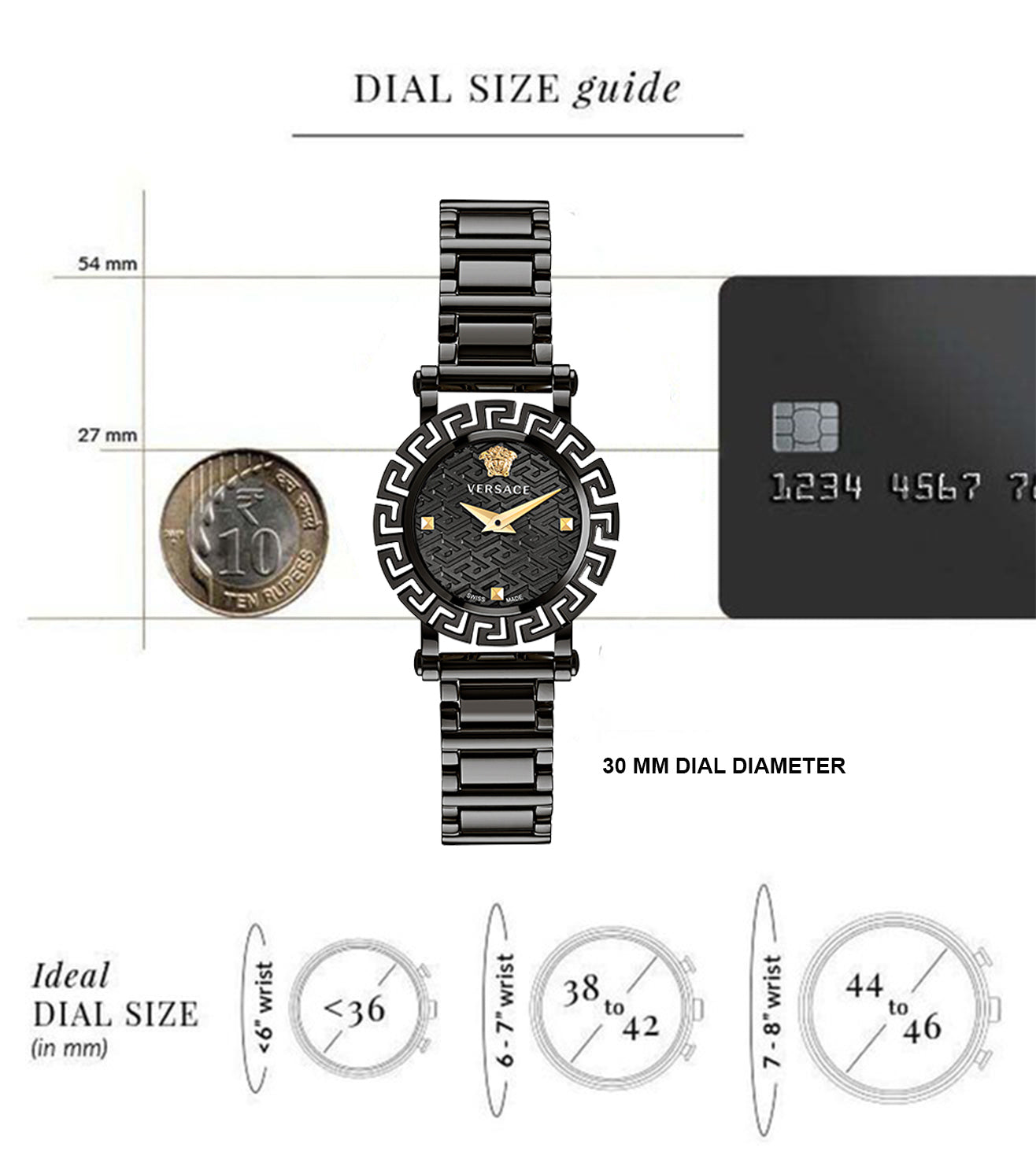 Watch size sales chart india