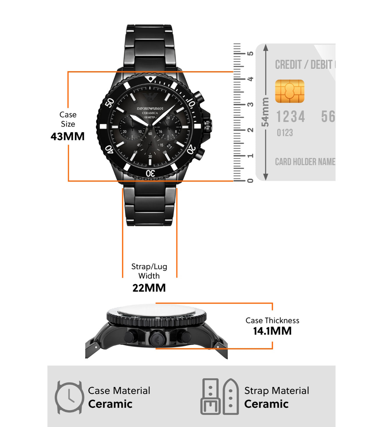 Emporio Armani Chronograph Black Ceramic Watch AR70010