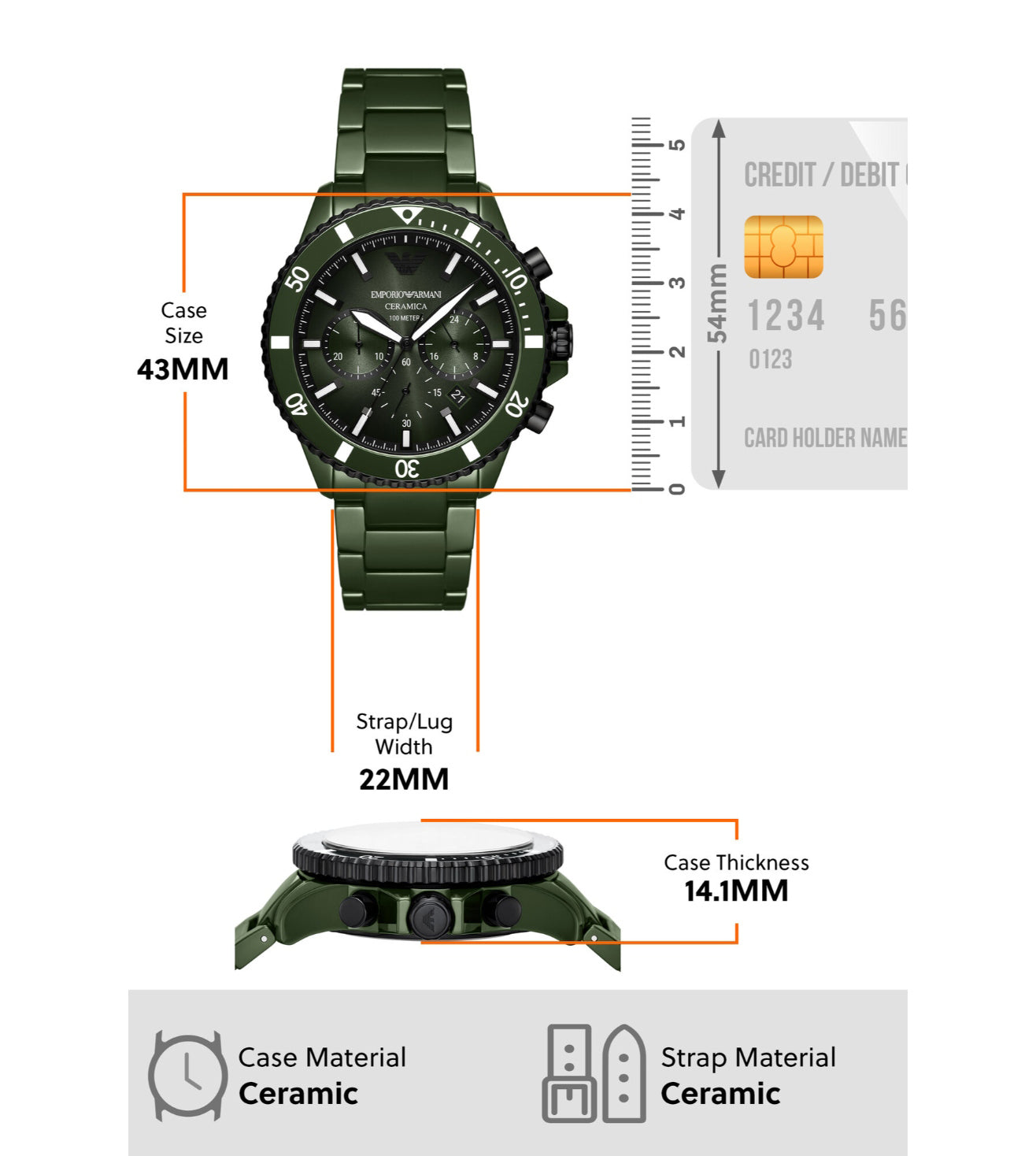 Emporio Armani Chronograph Green Ceramic Watch AR70011