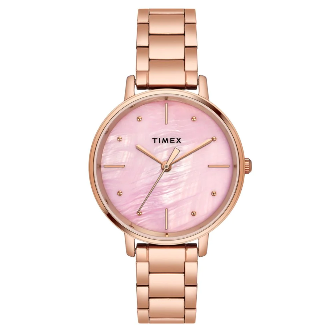 Timex Women Pink Round Analog Brass Dial Watch TWEL15807