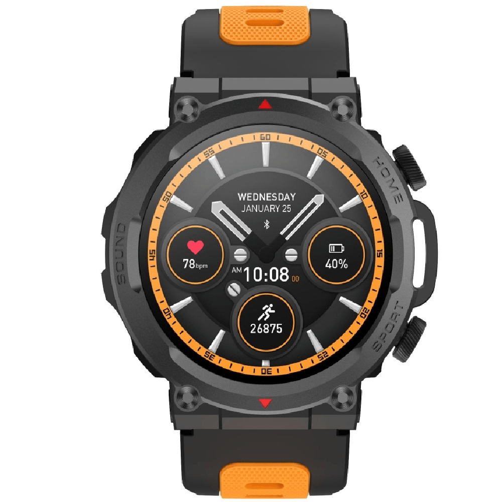 TIMEX Tough 1.43” Round AMOLED Rugged Smartwatch with 466x466 Pixel Resolution| Functional Crown|Bluetooth Calling| Metallic Body|Always On Display|AI Voice Assist|100+ Sports Modes TWTXW601T