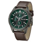 Police Chronograph Green Dial Brown Color Leather Strap Watch For Men plpewgc0054002