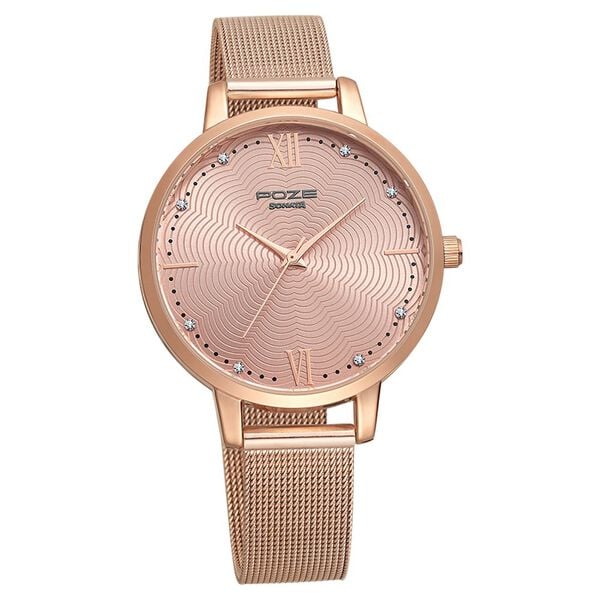 Poze by Sonata Quartz Analog Pink Dial Stainless Steel Strap Watch for Women SP80019WM01W