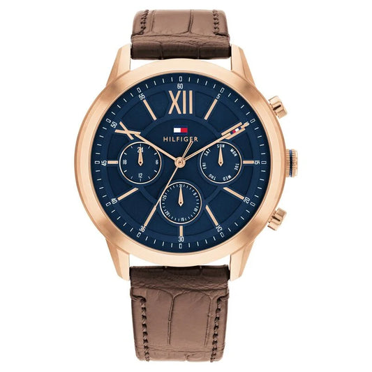 Tommy Hilfiger Blue Dial Brown Colour Leather Strap Watch for Men TH1710526