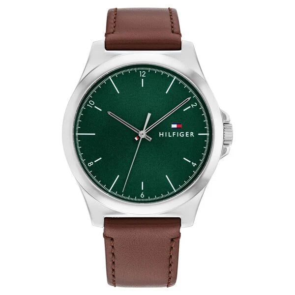 Tommy Hilfiger Quartz Analog Green Leather Strap for Men th1710602