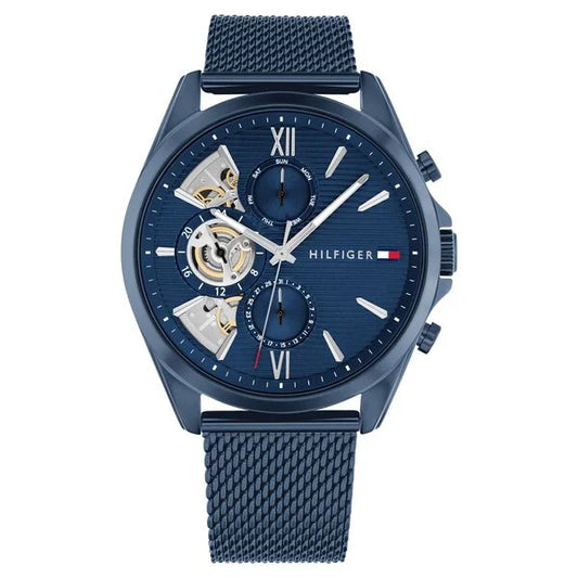 Tommy Hilfiger Multifunction Blue Dial Blue Color Stainless Steel Strap Watch For Men th1710648