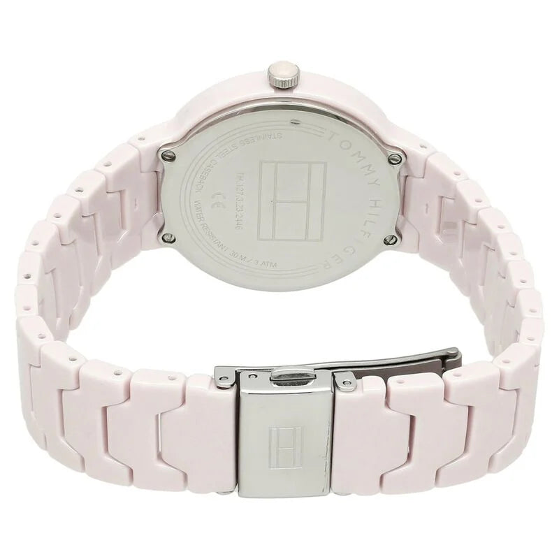 Tommy Hilfiger Quartz Analog Pink Dial Ceramic Strap Watch for Women NETH1781957