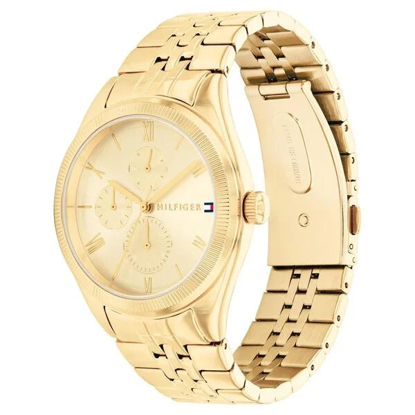 Tommy Hilfiger Quartz Analog with Date Champagne Dial Stainless Steel Strap Watch for Women th1782592