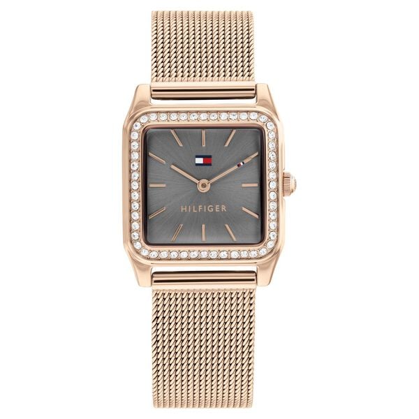 Tommy Hilfiger Grey Dial Golden Stainless Steel Strap Watch for Women th1782610