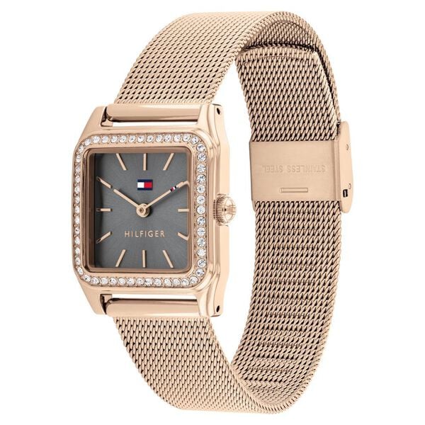 Tommy Hilfiger Grey Dial Golden Stainless Steel Strap Watch for Women th1782610