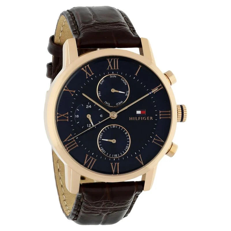 Tommy Hilfiger Quartz Multifunction Blue Dial Leather Strap Watch for Men NETH1791399