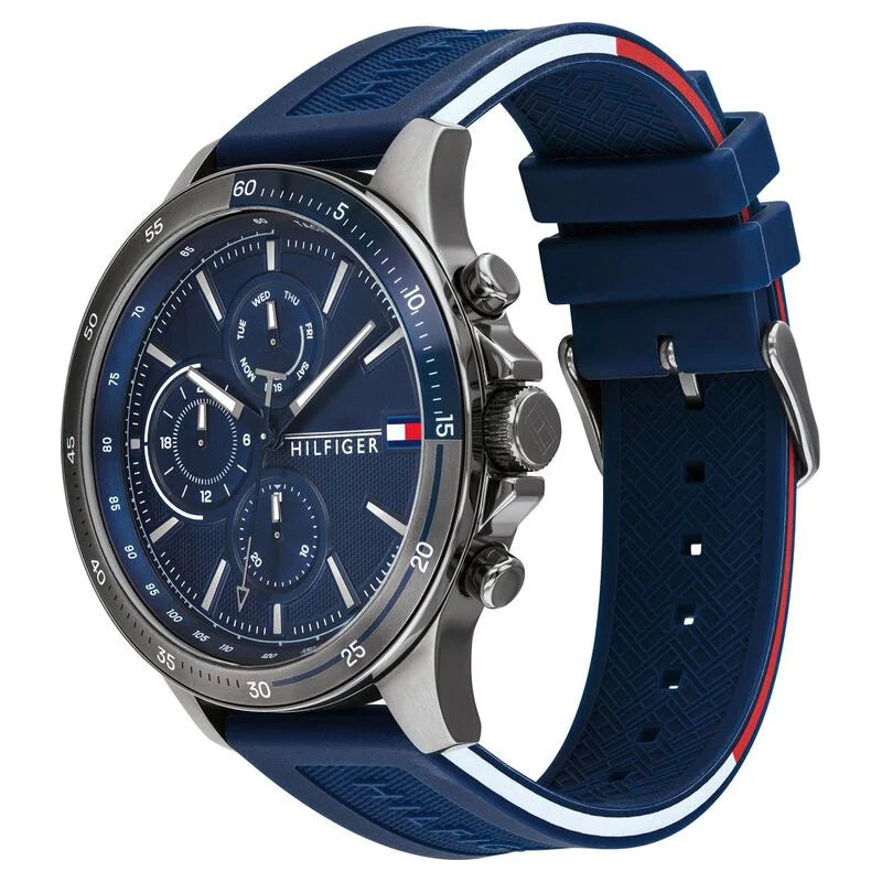 Tommy Hilfiger Quartz Multifunction Blue Dial Silicone Strap Watch for Men NETH1791721W / 1791721