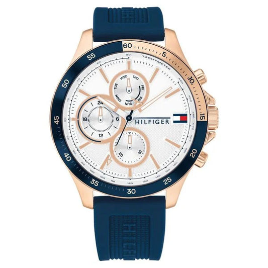 Tommy Hilfiger Quartz Multifunction White Dial Silicone Strap Watch for Men neth1791778w