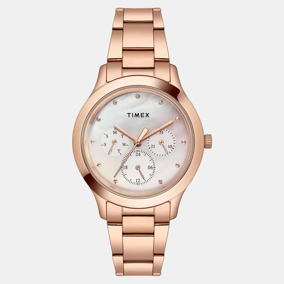 Timex  Women's Mother of Pearl Round Chronograph Stainless Steel Watch TW000Q817