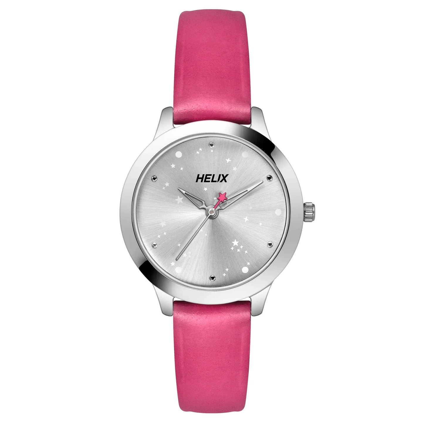 Helix By Timex Silver Round Analog Leather Watch Women -TW022HL29