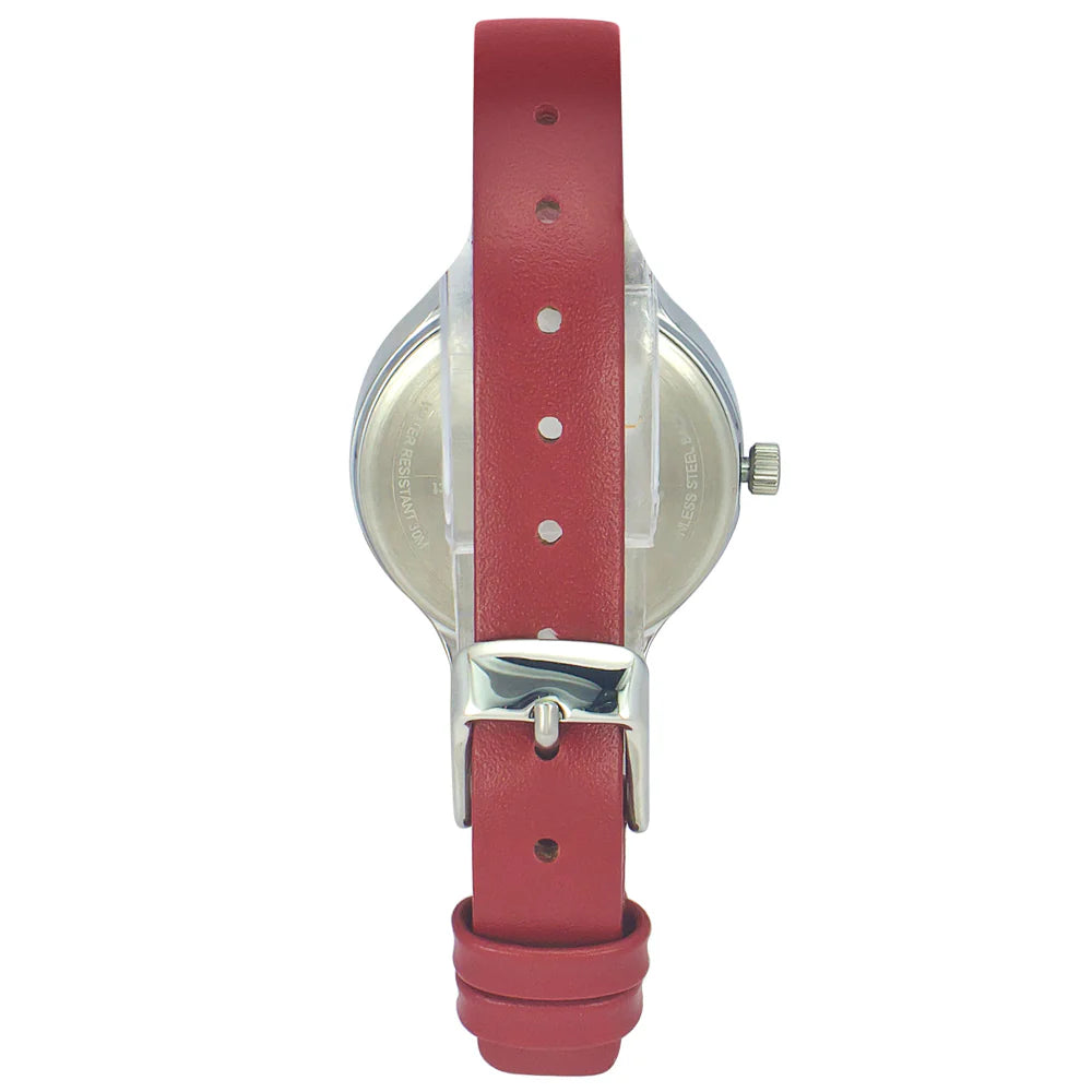 Helix By Timex Red Round Analog Leather Watch Women -TW027HL20