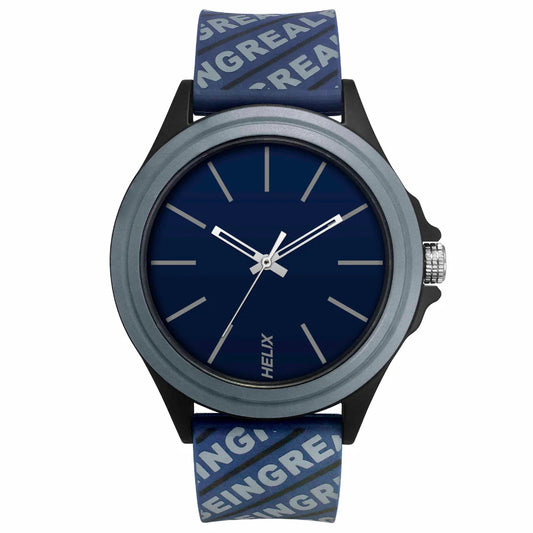 Helix By Timex Blue Round Analog Silicone Watch Men -TW042HG06