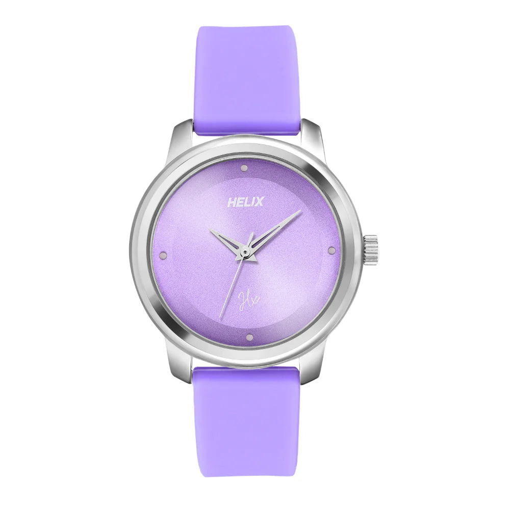 Helix By Timex Purple Round Analog Silicone Watch Women -TW048HL15