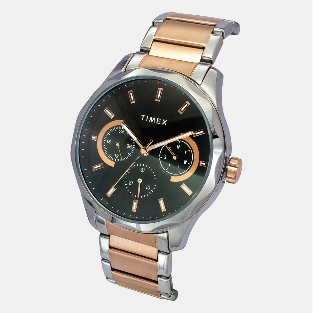 Timex  Men's Black Round Chronograph Stainless Steel Watch TW0TG7622