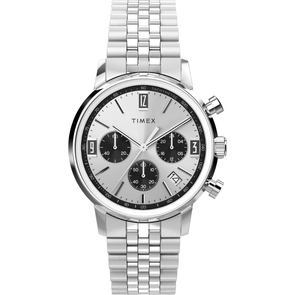 Timex Men Silver-Tone Analog Round Stainless Steel Dial Watch - TW2W10400UJ