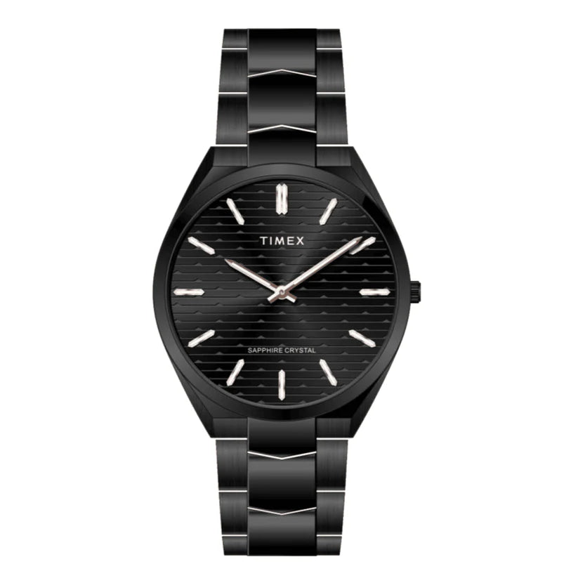 Timex Black Textured Dial Stainless Steel Bracelet Men's Watch - TWEG25803