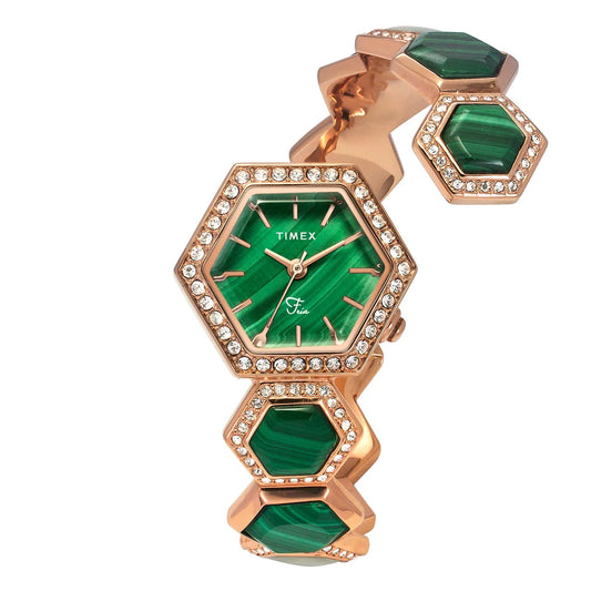 Timex Fria Women Green Hexagon Dial Analog Watch - TWEL17901