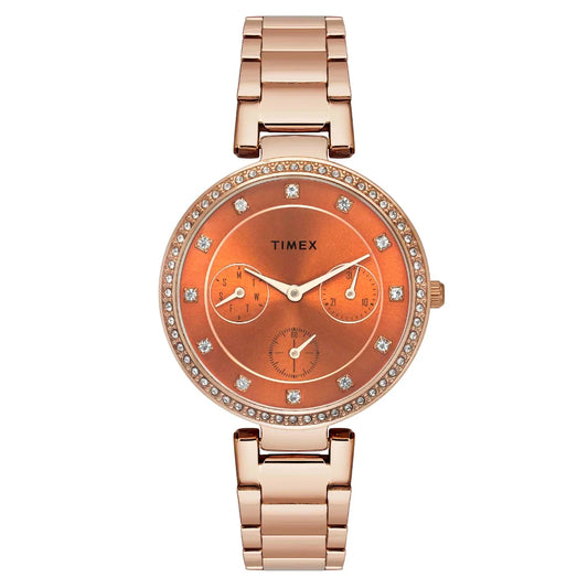 Timex Cosmic Awe Women Multifunction Round Dial Orange Watch - TWEL18701