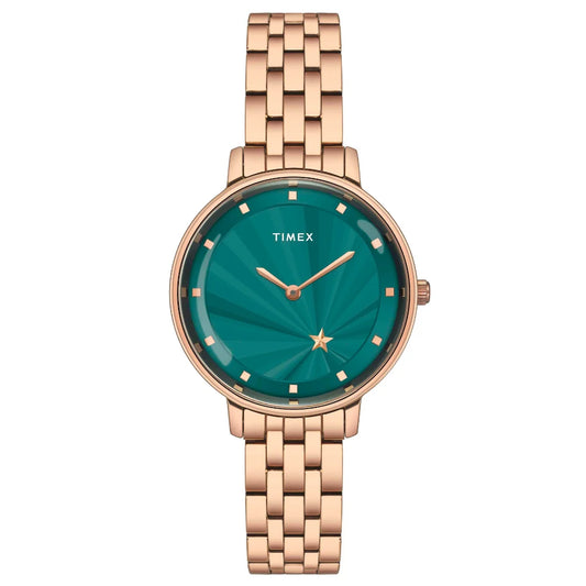 Timex Cosmic Awe Women 2 Hands Round Dial Green Watch - TWEL19103