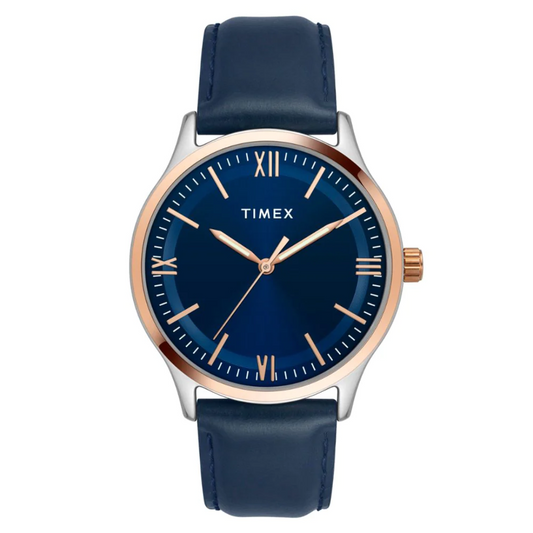 Timex Men Blue Round Analog Brass Dial Watch- TW0TG6520