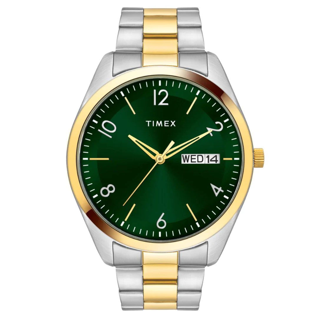 Timex Men Green Round Analog Brass Dial Watch- TWTG10404