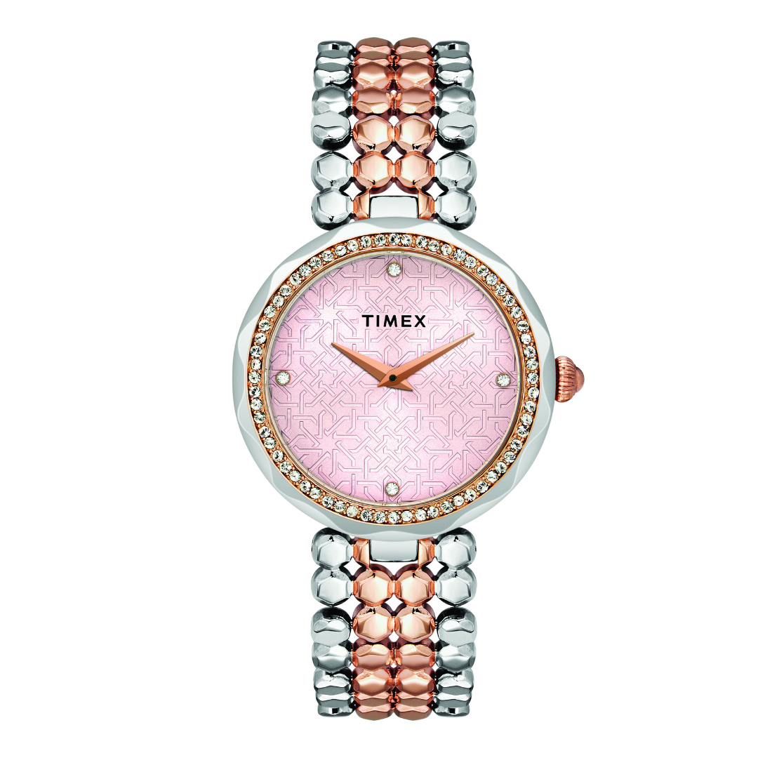 TIMEX FRIA WOMEN'S PINK DIAL ROUND CASE 2 HANDS FUNCTION WATCH -TWEL13902