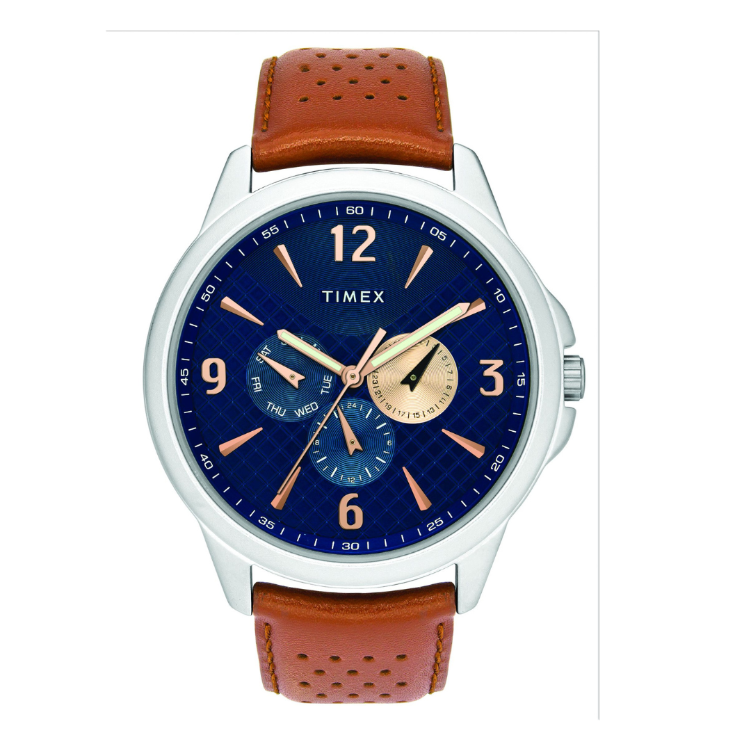 TIMEX FASHION MEN'S BLUE DIAL ROUND CASE MULTIFUNCTION FUNCTION WATCH -TWEG16516