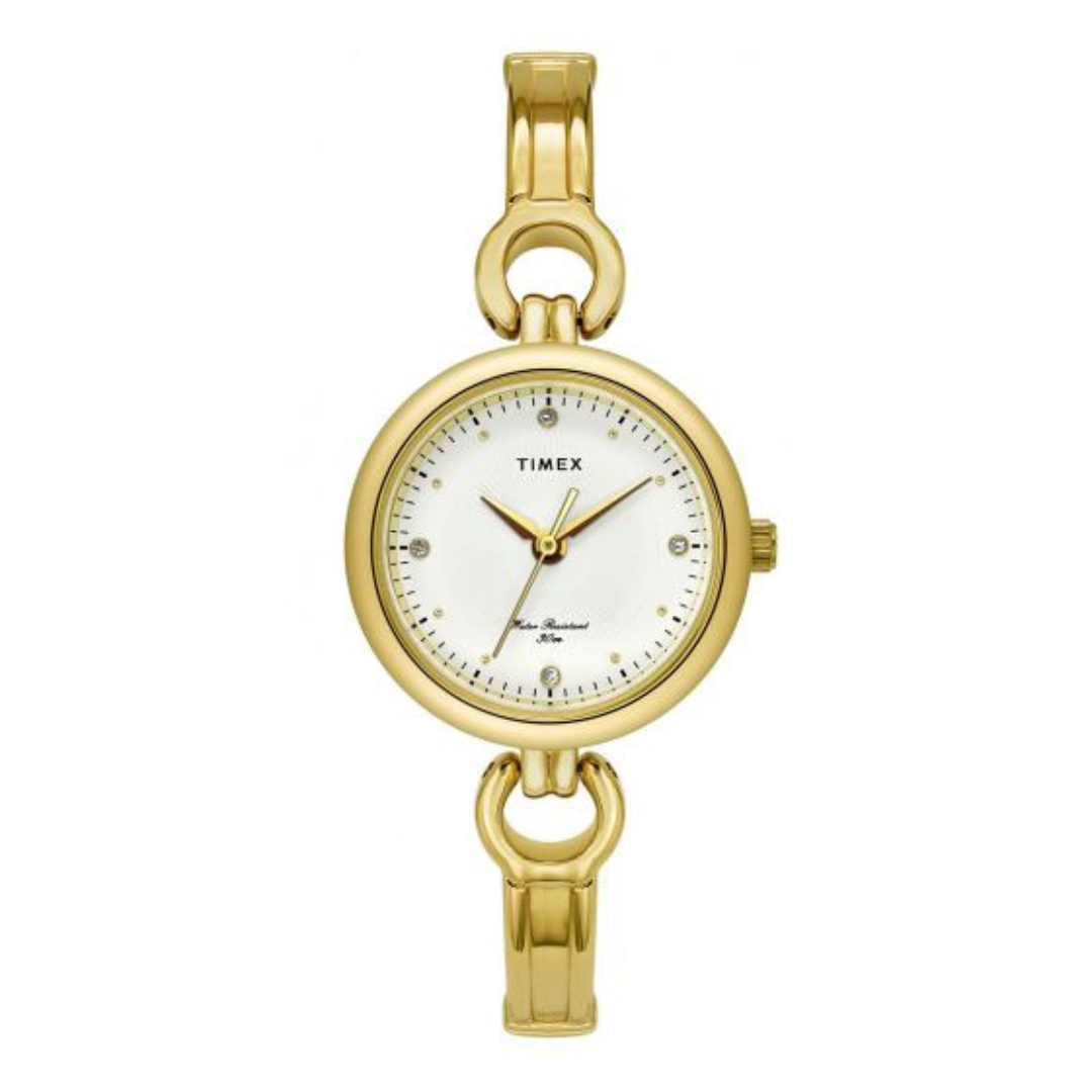 TIMEX CLASSICS WOMEN'S WHITE DIAL ROUND CASE 3 HANDS FUNCTION WATCH -TWEL11422