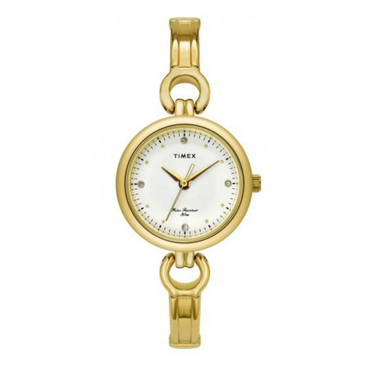 TIMEX CLASSICS WOMEN'S WHITE DIAL ROUND CASE 3 HANDS FUNCTION WATCH -TWEL11422