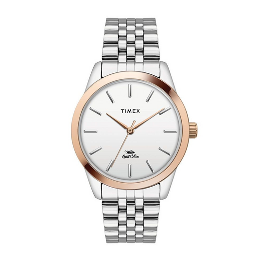 TIMEX E CLASS WOMEN'S SILVER DIAL ROUND CASE 3 HANDS FUNCTION WATCH -TWEL13101