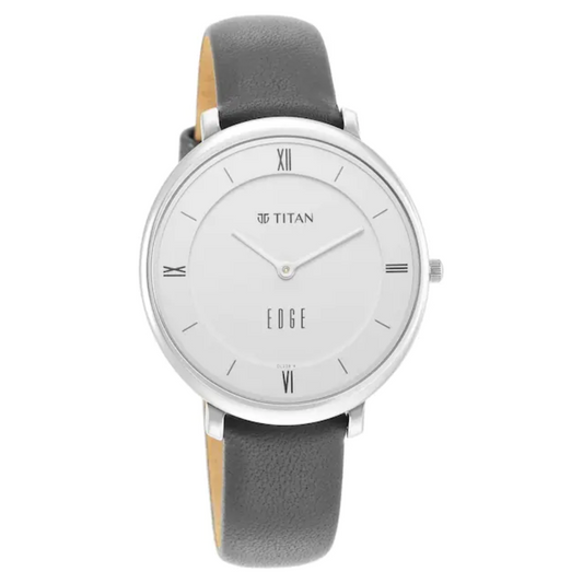 Titan Ladies Edge Black Dial Black Leather Strap Watch 2655SL01