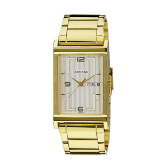 White Dial Golden Stainless Steel Strap Watch 77032YM02J (SDE405)