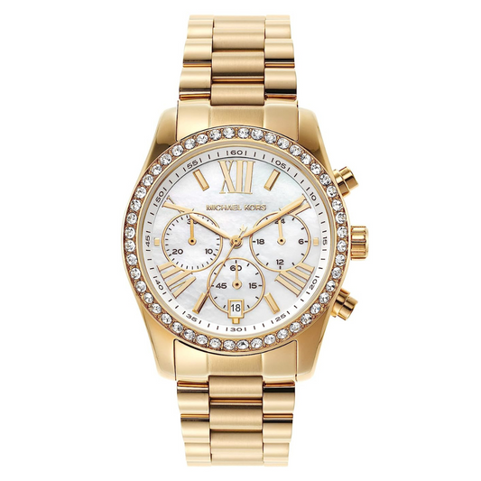 MICHAEL KORS Lexington Pavé Gold-Tone Watch MK7241