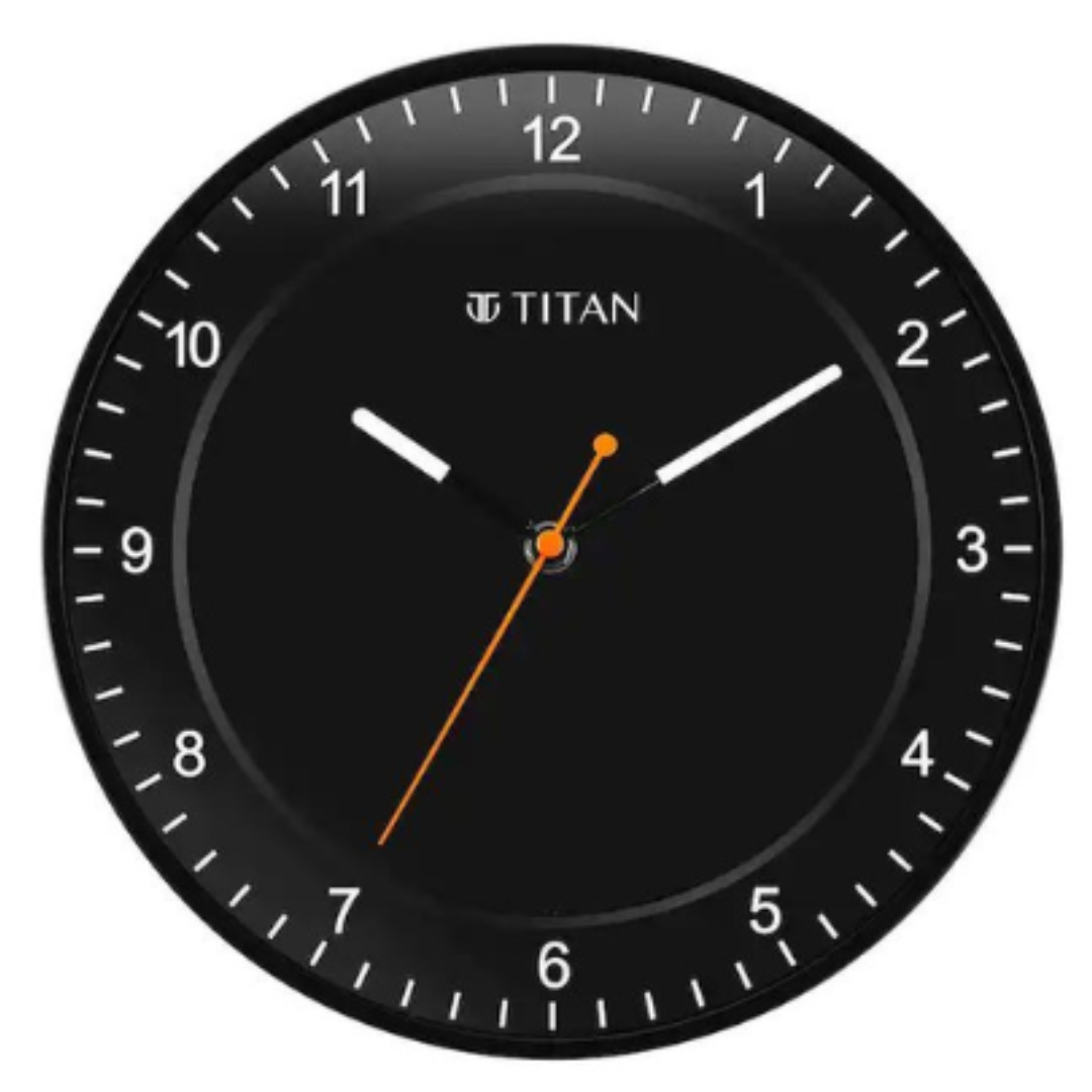 Titan Contemporary Black Wall Clock with Domed Glass and Silent Sweep 27 x 27 cm (Small) W0010PA03