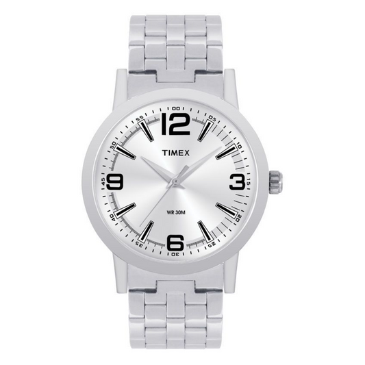 TIMEX CLASSICS MEN'S QUARTZ ANALOG SILVER DIAL ROUND CASE 3 HANDS FUNCTION WATCH -TI000T11200