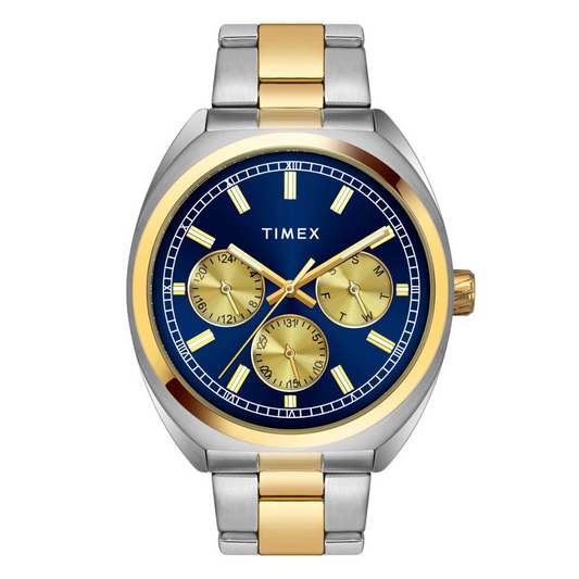 TIMEX E-CLASS PREMIUM-SPORT COLLECTION MULTIFUNCTION MEN ANALOG BLUE DIAL COLOURED QUARTZ WATCH, ROUND DIAL WITH 42 MM CASE WIDTH - TWEG22301