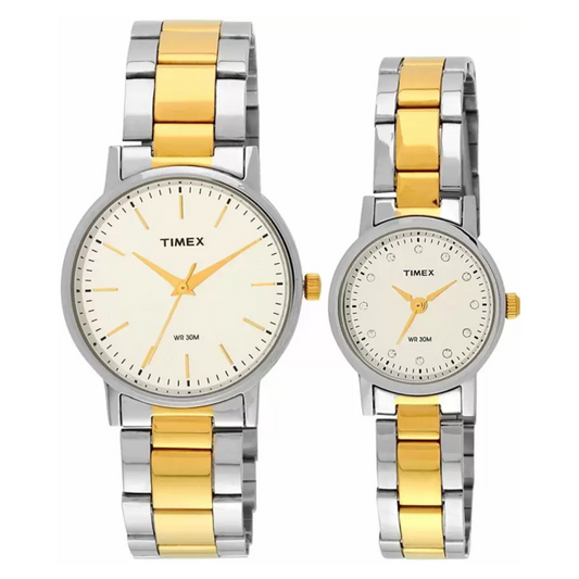 TIMEX CLASSICS PAIRS SILVER DIAL ROUND CASE 3 HANDS FUNCTION WATCH -TW00PR197