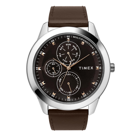 TIMEX FASHION MEN'S BROWN DIAL ROUND CASE MULTIFUNCTION FUNCTION WATCH -TWEG18501