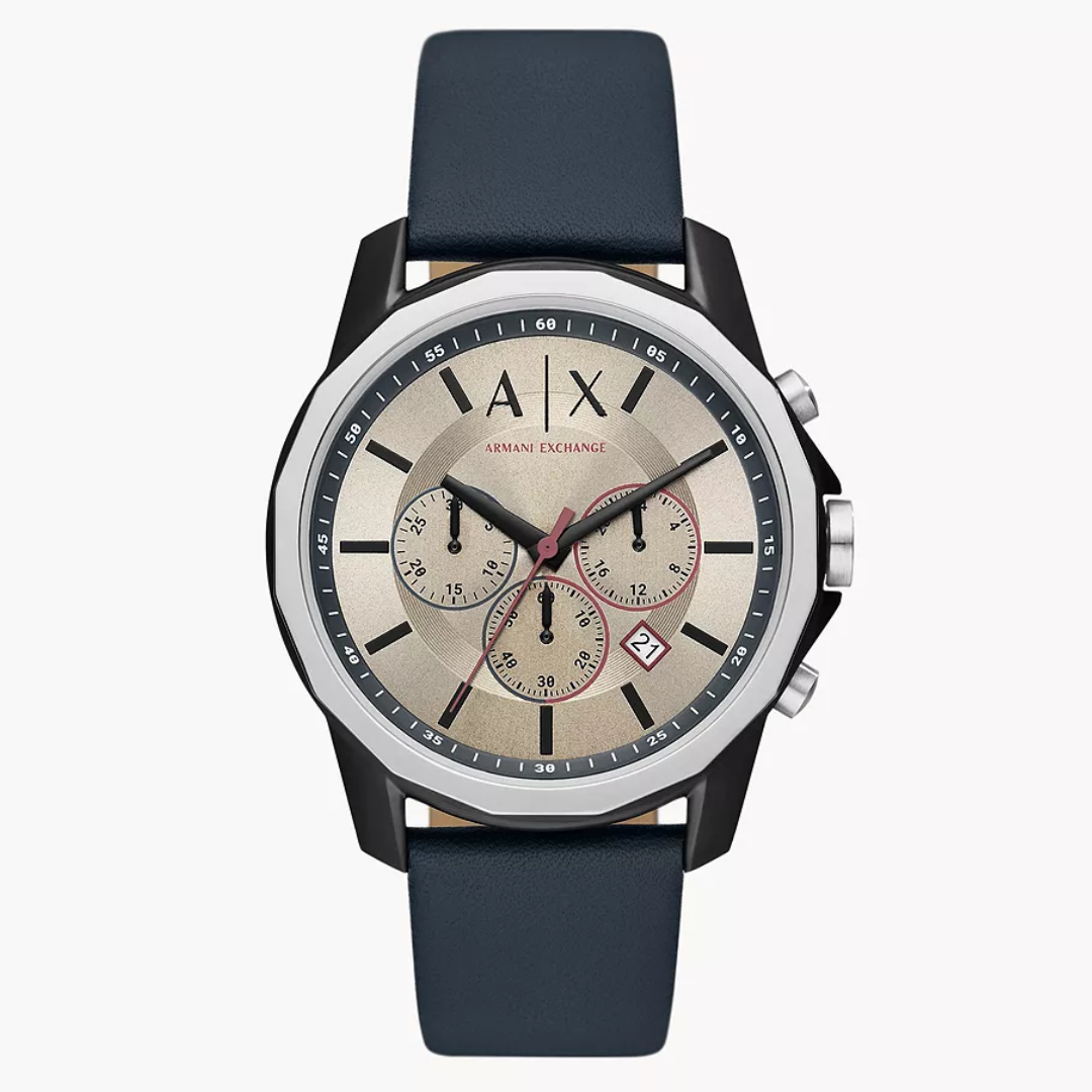 Armani Exchange Chronograph Blue Leather Watch AX1744