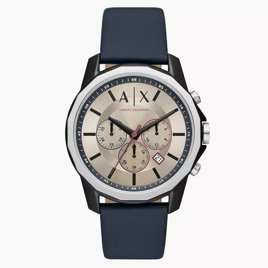 Armani Exchange Chronograph Blue Leather Watch AX1744