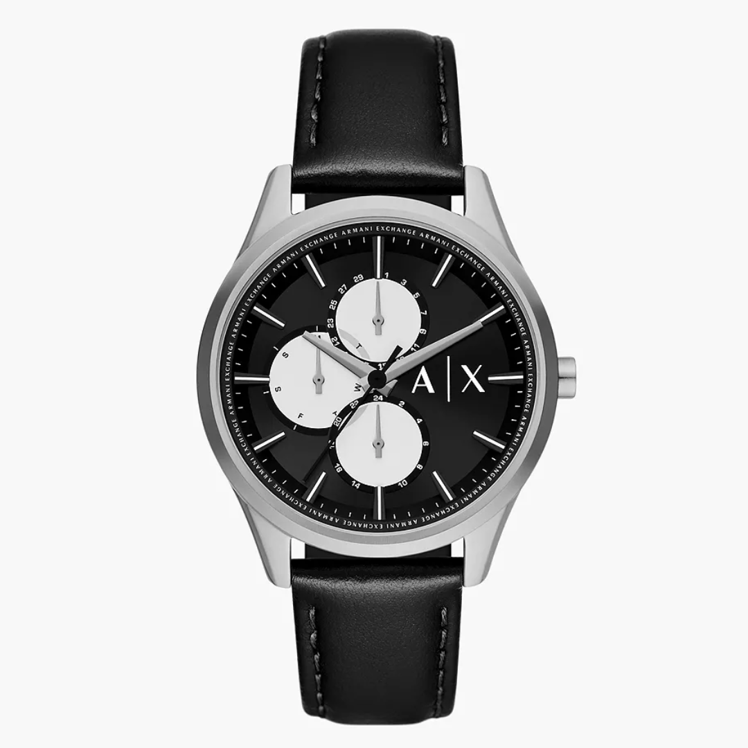 Armani Exchange Multifunction Black Leather Watch AX1872